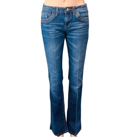 Y2k Phat Fashions Silver Label Jeans Flare Leg Iconic Cat Logo on back pocket - Picture 1 of 16